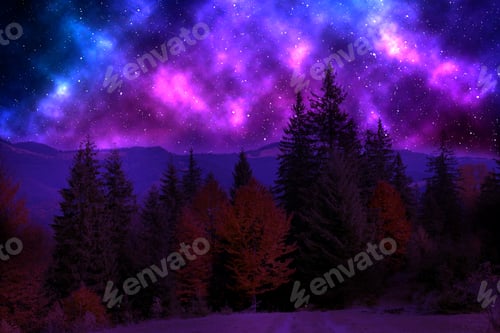 Preview: Amazing starry sky above mountains at night