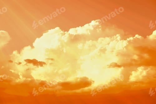 Preview: Orange sky with clouds during hot summer weather