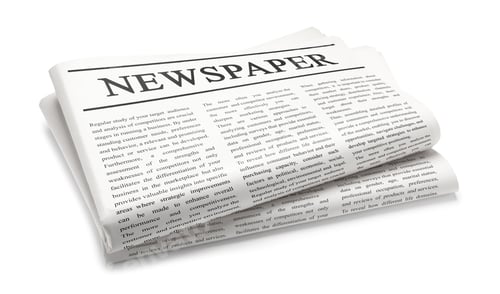 Preview: Folded newspapers isolated on white. Printed publication