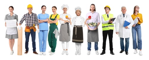 Preview: Choosing profession. People of different occupations on white background