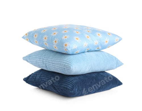 Preview: Stack of color cushions isolated on white