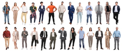 Preview: Group of different men and women on white background