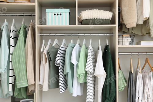 Preview: Large wardrobe with different stylish clothes and home stuff