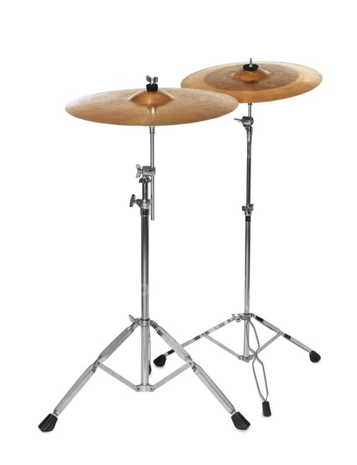 Preview: Drum cymbals isolated on white. Musical instrument