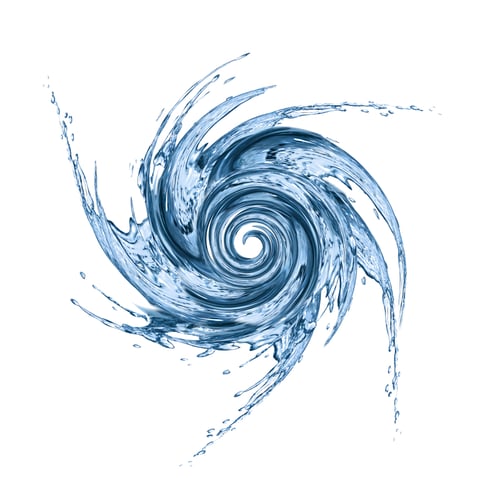 Preview: Clean water swirling in air on white background