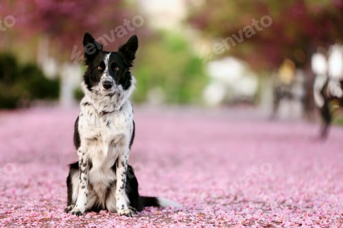Preview: Cute Border Collie dog in park, space for text