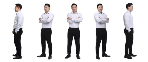 Preview: Full-length portraits of businessman on white background, collage