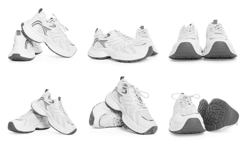 Preview: New sneakers isolated on white, set. Sports shoes