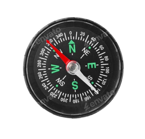 Preview: One modern compass isolated on white, top view