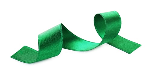 Preview: One stylish green ribbon isolated on white