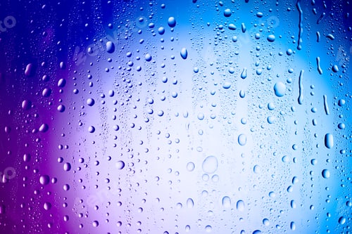 Preview: Glass surface with water drops, closeup view