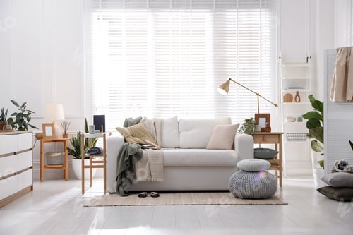 Preview: Stylish living room interior with comfortable sofa