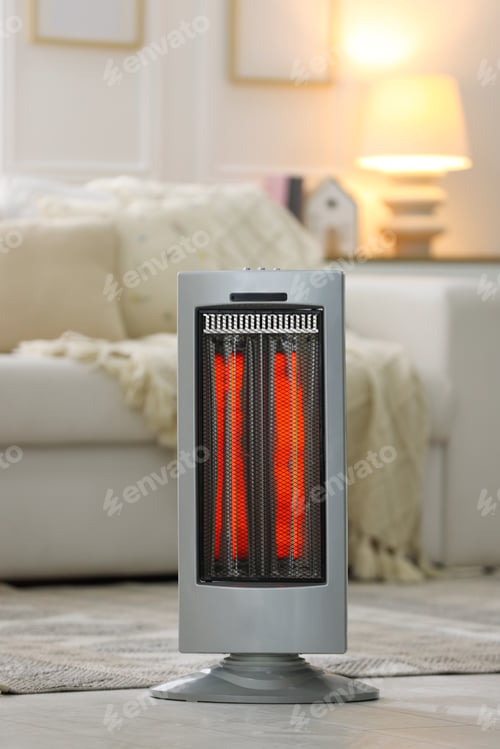 Preview: Electric heater in living room. Domestic appliance
