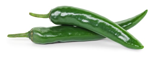 Preview: Fresh green chili peppers isolated on white