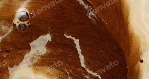Preview: Delicious coffee with milk and bubbles as background, top view