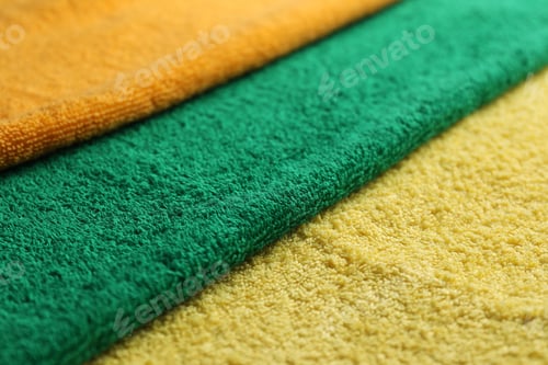 Preview: Colorful terry towels as background, closeup view