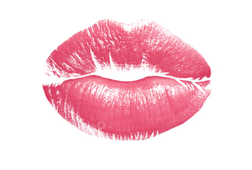 Preview: Pink lipstick kiss mark on white background