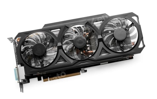 Preview: Computer graphics card isolated on white, top view