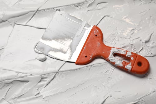 Preview: Putty knife and plaster strokes, closeup view