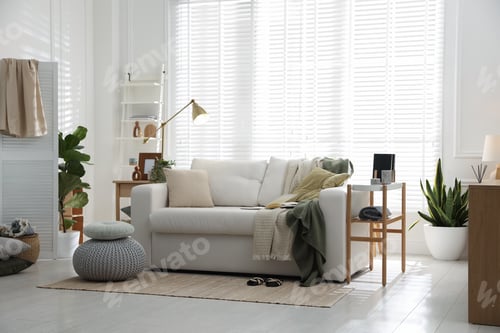 Preview: Stylish living room interior with comfortable sofa