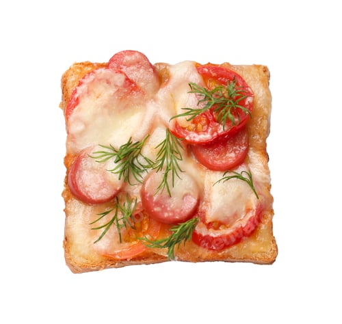 Preview: One tasty pizza toast isolated on white, top view