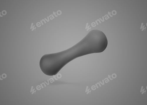 Preview: One dumbbell falling on grey gradient background. Weight equipment