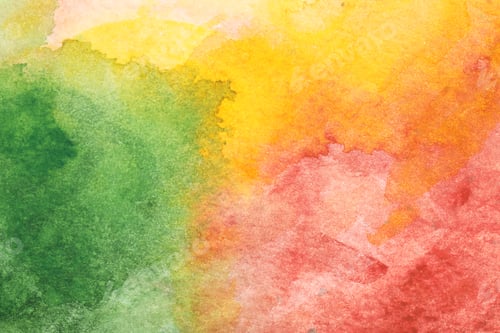 Preview: Bright watercolor painting on paper, top view