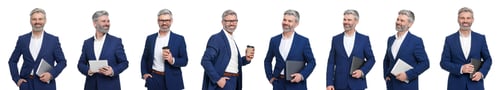 Preview: Businessman on white background. Collage of portraits