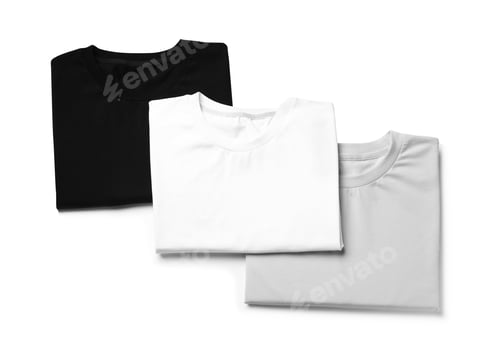 Preview: Folded t-shirts isolated on white, top view