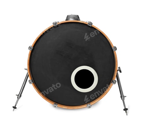 Preview: Bass drum isolated on white. Musical instrument