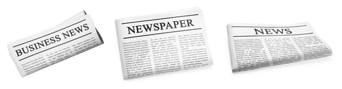 Preview: Newspapers isolated on white, set. Printed publication