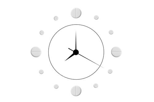 Preview: Creative clock design with pills on white background