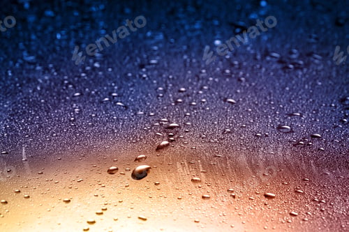 Preview: Glass surface with water drops, closeup view
