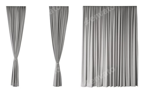Preview: Grey curtains isolated on white. Open and closed