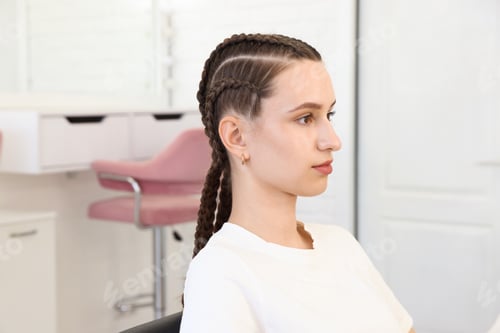 Preview: Teenage girl with beautiful braids in salon