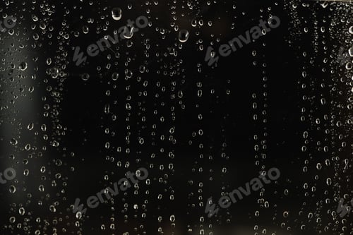 Preview: Glass surface with water drops, closeup view