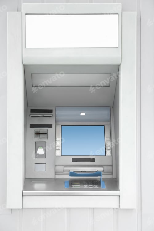 Preview: Cash machine with screen and keypad. ATM