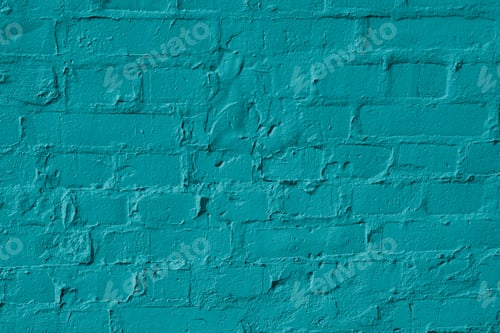 Preview: Turquoise painted brick wall exterior texture