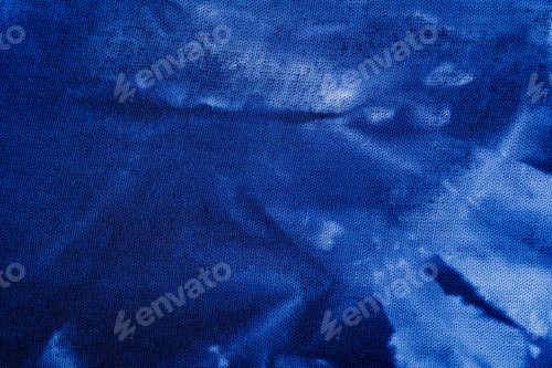 Preview: Macro blue tie dye fabric texture detail