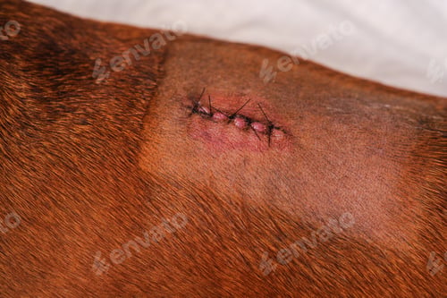 Preview: Dachshund dog surgical incision healing after IVDD treatment