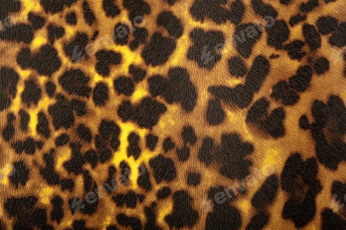 Preview: Close up textured leopard print fabric surface with dark spots on yellow background