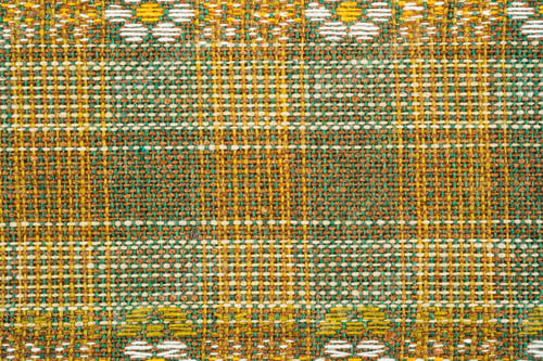 Preview: Woven textile with green and gold plaid pattern