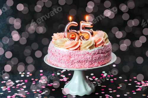 Preview: Celebrating a 65th birthday with a beautiful cake and candles