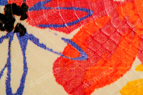 Preview: Hand painted python leather texture with colorful floral pattern on exotic reptile background