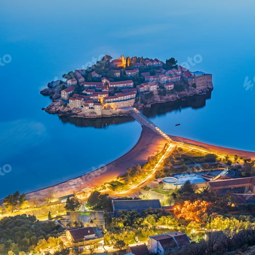 Preview: Sveti Stefan, Montenegro at Blue Hour
