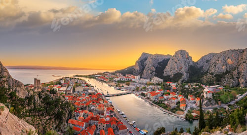 Preview: Omis, Croatia Skyline with the Dinaric Alps
