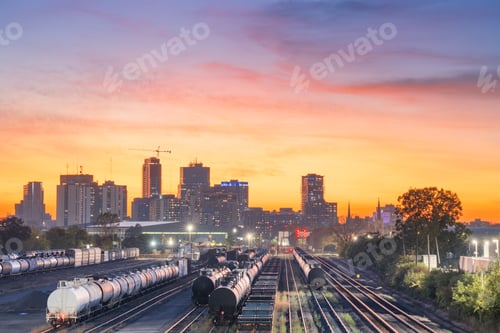 Preview: London, Ontario, Canada Skyline over Rail Lines