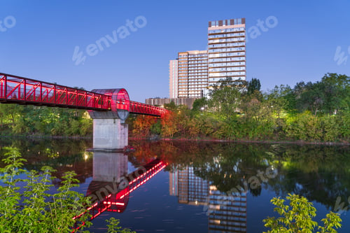 Preview: Cambridge, Ontario, Canada with the Grand River Pedestrian Bridge