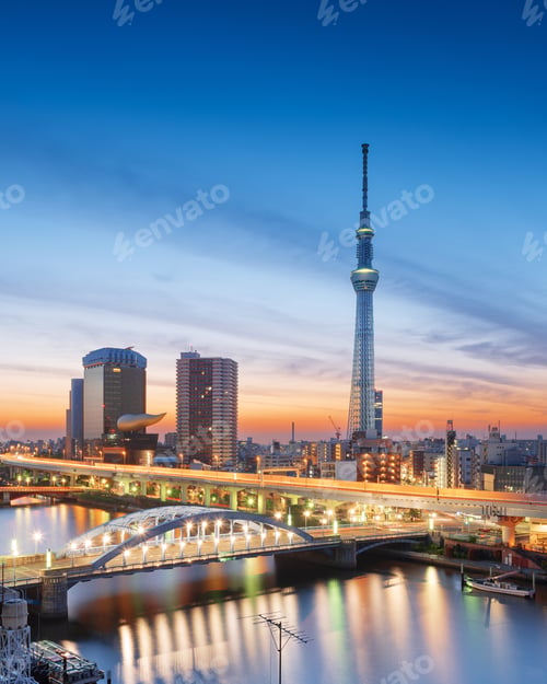 Vista previa: Tokyo, Japan Skyline in the Sumida district