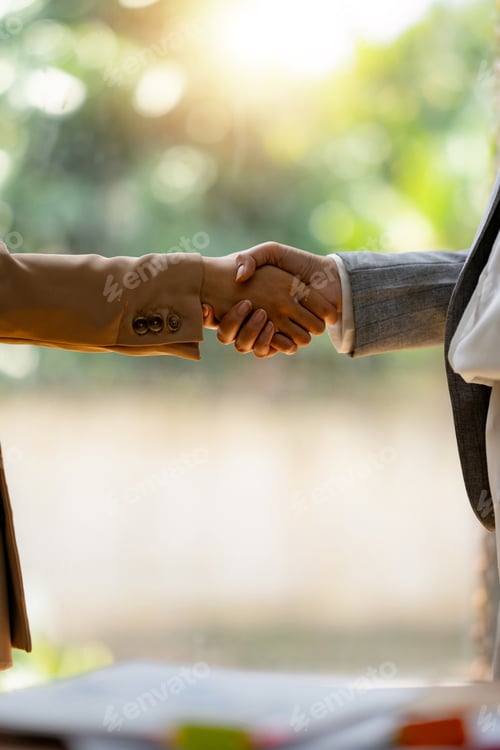 Preview: Business people shaking hands closing successful deal